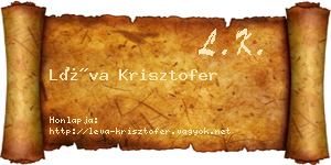 Léva Krisztofer névjegykártya
